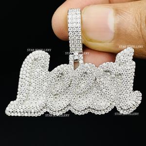 Pendentif en or 10 carats plaqué or, serti de diamants de laboratoire, personnalisé, unisexe, hip-hop, rond, taille brillant, lettre - Product Image 1