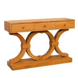 Table console de luxe avec miroir en teck massif, meuble d'entrée personnalisé, design moderne pour chambre à coucher, salon, villa, hôtel - Product Image 3