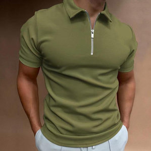 High Quality Men's Cotton Polo Shirt <b>Summer</b> Multi-color Short Sleeved Casual Fitted Top Size Zipper <b>Decoration</b> Printed Pattern - Product Image 1