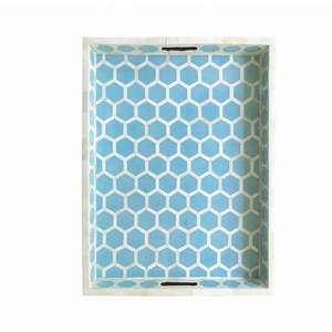 Bandeja de servicio con incrustaciones de hueso de lujo de la mejor calidad para bandeja de servicio con incrustaciones de hueso Floral blanco y negro para uso hecho a mano y utensilios de cocina - Product Image 2