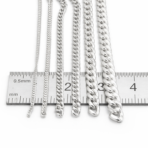Cadena de Eslabones Planos de Plata de Ley 925 de 1 mm, Bañada en Oro, Accesorios de Joyería, Se Vende por Pulgada, Tamaños 3 mm y 8 mm - Product Image 4