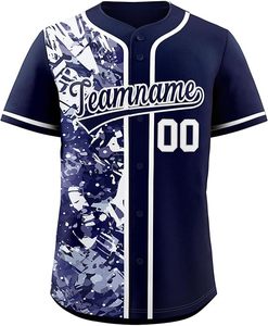 Ventes en gros de maillots de baseball pour homme de haute qualité, 100% polyester, bleu marine, t-shirt de baseball personnalisé, logo de sublimation, maillot de baseball - Product Image 1