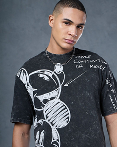 เสื้อยืดลายกราฟิกสั่งทำ สีดำฟอกกรด สไตล์สตรีทแวร์ ทรงโอเวอร์ไซส์ ลายพิมพ์วินเทจ - Product Image 3