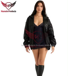 Blouson d'hiver unisexe élégant en cuir avec manches longues décontractées et vêtements d'hiver chauds-tricoté traité - Product Image 5