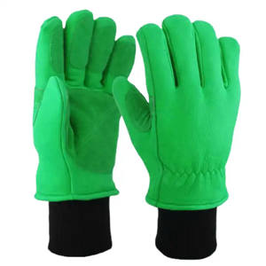 Guantes de trabajo de cuero de grano de vaca reforzados, resistentes al frío, forro polar grueso, guantes industriales para conductores, protección para manos y brazos - Product Image 3