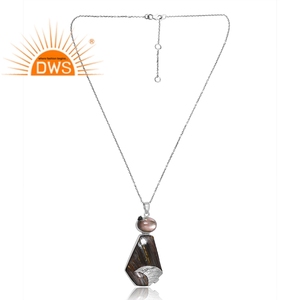Venta caliente 925 plata esterlina Natural Multi piedra preciosa colgante collar personalizado joyería fabricante - Product Image 1