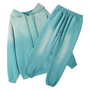 Survêtements à capuche pour homme personnalisés, lourds, surdimensionnés, épaules tombantes, délavés au soleil, 100% coton, survêtements décontractés vierges - Product Image 6