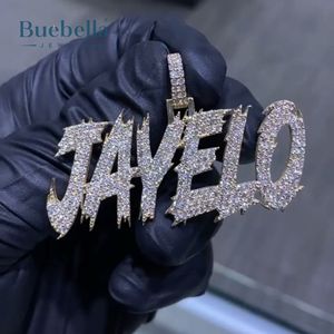 Venta caliente 925 Plata 14K chapado en oro blanco personalizado helado NOMBRE DE Halloween/letras colgante Hip Hop colgante - Product Image 1