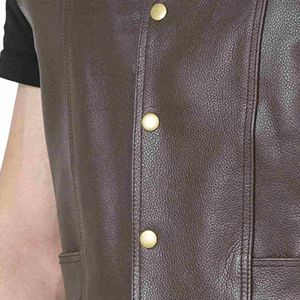 Nouveau Gilet 2025 en Cuir de Vache Véritable Ciré avec Taille Personnalisée Marron Homme 100% Authentique Prix de Gros - Product Image 4