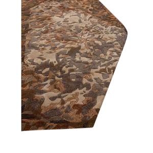 Alfombra de Lana y Viscosa Tejida a Mano en Rojo Anaranjado, Diseño Abstracto Rectangular a Rayas para Decoración de Sala de Estar -Tra-15185 - Product Image 4