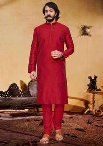 Ensemble Kurta Pyjama pour homme en soie Banglori traditionnelle de créateur, tenue ethnique indienne, tenue de fête de mariage, style classique, robe élégante - Product Image 5