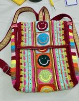 Tas Tekstil Katun Rajasthani Antik Portabel Pasokan Langsung Pabrik Rajutan, Hiasan Bunga Mutiara Berlian, Pegangan Lembut