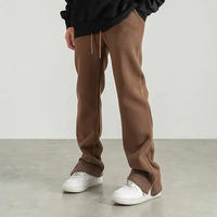 Pantalon de jogging évasé décontracté pour homme, en molleton respirant polyester/coton, taille élastique, effet délavé, grandes tailles, haute qualité