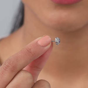 ต่างหูเม็ดเดี่ยวดอกรอยัลสีเงินอินเทรนด์เพทายประดับเพชรที่มีลวดลายเรขาคณิตสำหรับงานแต่งงานงานหมั้นหรืองานเลี้ยง - Product Image 1