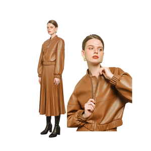 แจ็กเก็ตบอมเบอร์หนัง Chasi กันน้ำสำหรับผู้หญิงออฟฟิศผลิตจากหนังวีแกนผู้ผลิตจากเวียดนาม - Product Image 3