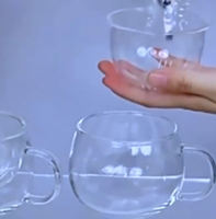 Tasse à thé et à café en verre borosilicate transparent minimaliste, résistante à la chaleur, avec infuseur et poignée, emballage carton, 10-14 oz. Bureau à domicile