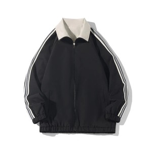 Veste Réversible Coton Manteaux Chauds Lettre Noir N ° 8 Billard Brodé Revers Surdimensionné Fermeture Éclair Hommes Femmes Veste Manteaux Chauds - Product Image 1