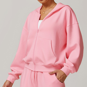 Fabricante de Sudaderas con Cremallera Personalizadas al por Mayor para Mujer, Ajustadas, Lisas, Transpirables, de Algodón y Poliéster - Product Image 4