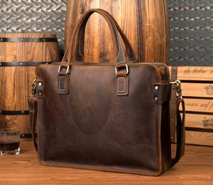 Vente en gros d'usine sac à bandoulière en cuir véritable pour ordinateur portable sac d'ordinateur mallette portable pour hommes femmes bureau sac d'ordinateur personnalisé - Product Image 2