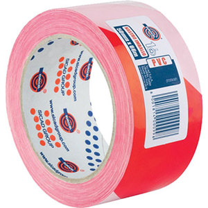 RUBAN D'AVERTISSEMENT ADHÉSIF 350 BR EUROCEL PVC BLANC/ROUGE MM 50 ML 66 - Product Image 1