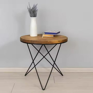 Muebles de sala de estar Mesa de centro con base de metal superior de madera Uso en el hogar - Product Image 4