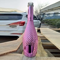 Botella de Vidrio para Vino Tinto, Blanco o Espumoso de 700ml/750ml con Tapa de Corcho y Acabado Premium Electroplacado