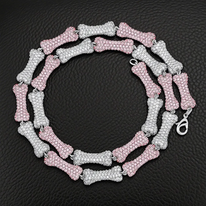 Collier Hip Hop Unique en Argent 925 avec Moissanite Ronde et Diamants, Maillons Os, Style Glacé, pour Hommes et Femmes - Product Image 4
