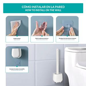 3x Brosse de toilette et support, Brosse de toilette et support, Silicone et caoutchouc thermoplastique, Blanc - Product Image 5