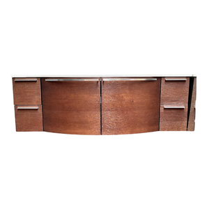 Modern Italian Style Dark <b>Oak</b> Bathroom Vanity with Quartz Top & Integrated Sink, Rounded Edges, Contemporary Design - Product Image 1