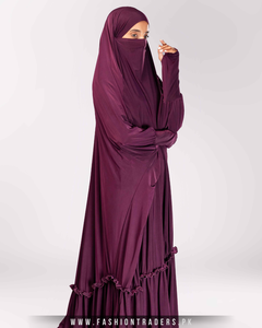 Jilbab long à manches longues et à volants, en tissu polyester premium, léger, respirant, séchage rapide, commandes personnalisées - Product Image 5