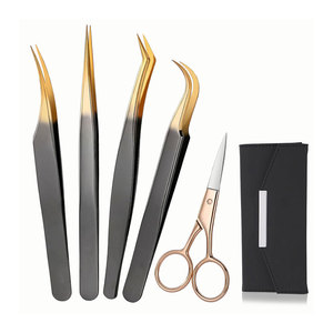 Pince à épiler en acier inoxydable hyperbolique de haute qualité outils de beauté avec embouts incurvés et inclinés pour cils artificiels - Product Image 1