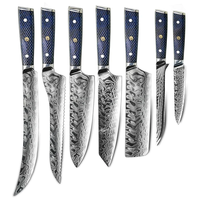 Ensemble de couteaux de cuisine professionnels STEEL CRAFT, 7 pièces, acier inoxydable, manche en bois, écologique, multifonction, haute qualité