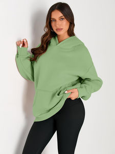 Sweats à capuche doux à épaules tombantes pour femmes Noeud Détail Long Casual Streetwear Trendy Winter 100% Polyester pour un usage quotidien - Product Image 2