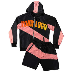 Custom Nylon Tracksuit Wind Breaker <b>Zip</b> up Hoodie and <b>Shorts</b> Set Plain Windbreaker <b>Short</b> Set <b>Men</b> Windbreaker Tracksuit Set - Product Image 4