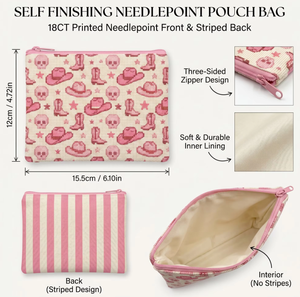 Sacs de projets de broderie au point de croix 18ct, pochette zippée à trois côtés en toile rayée à motif floral imprimé, <span class=keywords><strong>pour</strong></span> sac de broderie au point de croix - Product Image 6