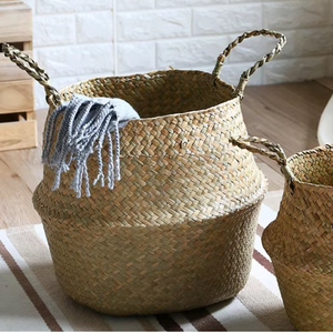 Cesta de almacenamiento de algas marinas rústicas ecológicas hechas a mano personalizable con asas Artesanía multiusos Fabricante de Vietnam - Product Image 2