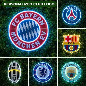 Enseigne murale LED néon personnalisée pour club de football |   Lumière de logo dimmable de 50 cm |   Prêt pour le dropshipping |   Décoration de Chambre et de Jeu - Product Image 2