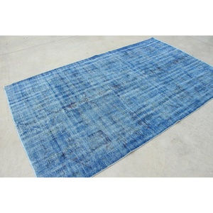 พรมตุรกีวินเทจ ขนาดใหญ่ 5.3x8.6 ฟุต พรมลายอิคัตสีน้ำเงินดำ - Product Image 3