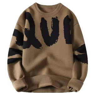 Suéter Personalizado de Cuello Redondo para Hombre, Invierno, 100% Algodón, Tejido de Punto, con Patrón Jacquard, Transpirable, Tejido de Lana - Product Image 1