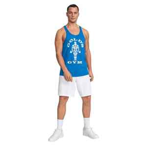 Blue Mens Bodybuilding <b>Stringer</b> Tank Top | Organic Cotton Gym <b>Vest</b> | Sleeveless Workout Shirt | Muscle Fit Training Tank Top - Product Image 6