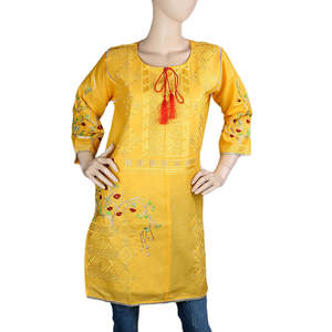 Kurti de Algodón Bordado para Mujer Chase Value - Talla M - Amarillo - Product Image 3
