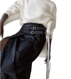 Jupe portefeuille en jean à la mode pour femmes Jupe polyvalente confortable et élégante pour les tenues de tous les jours de voyage de style de rue décontracté - Product Image 2
