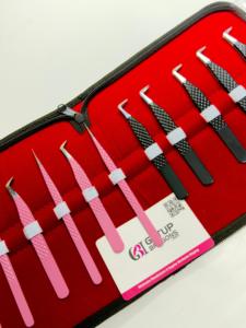 Ensemble de pinces à cils en acier inoxydable de précision à 90 degrés, antistatiques, antimagnétiques, avec pointe argentée noire et rose - Product Image 5