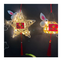 Mittleres Herbstfest 2025 LED Handgefertigte Umweltfreundliche Bambus-Hasen-Laterne Niedliche Tier-Bambusgriff-Lampe Kinder-Party-Spielzeug-Beleuchtung