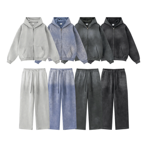 Ensemble sweat-shirt et pantalon de survêtement pour homme RK SPORTS, décontracté, lavage à l'acide, 100% coton, épaisseur en molleton, surdimensionné, hiver, multicolore - Product Image 4