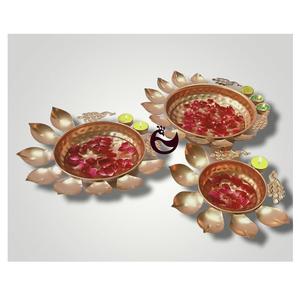 Logotipo personalizado Metal Urli Diya paquete de 3 con latón para decoración Interior del hogar Diwali Bowl Diya para decoración del hogar - Product Image 3