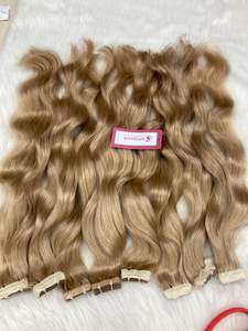 Venta caliente mejor calidad 100% extensiones de cabello humano crudo vietnamita miel rubia cinta ondulada Natural Ins 40 piezas/100g cinta en - Product Image 5