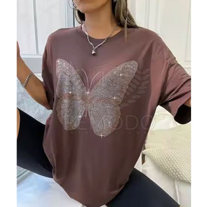 Camiseta de Verano para Mujer, Manga Corta, 100% Algodón, Secado Rápido, Transpirable, Estilo Glamuroso y Brillante - Product Image 2