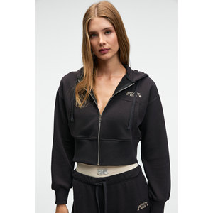Sweat-shirt court à capuche brodé avec fermeture éclair en métal pour femme GRIMELANGE ELARA - Product Image 1