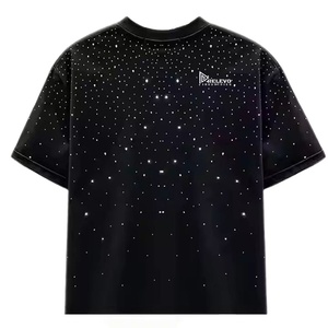 High Quality <b>Rhinestone</b> T Shirt Unisex Cotton Sparkling Crystal Casual Tee Fashion <b>Top</b> OEM Wholesale Supply - Product Image 2